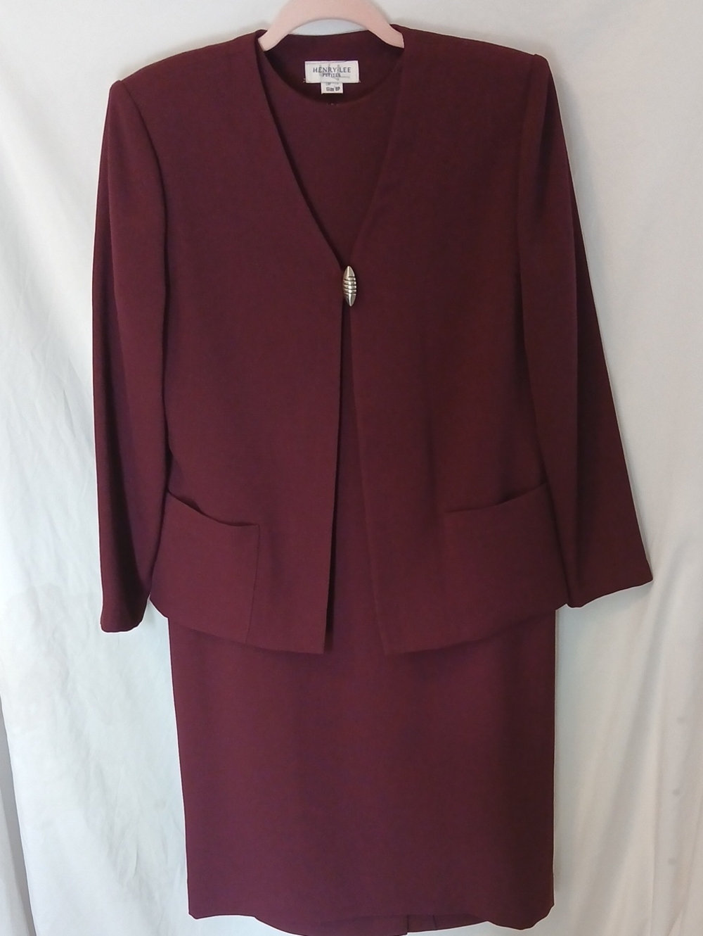 Heney Lee Women's Plum Button-Front Blazer & Dress Set